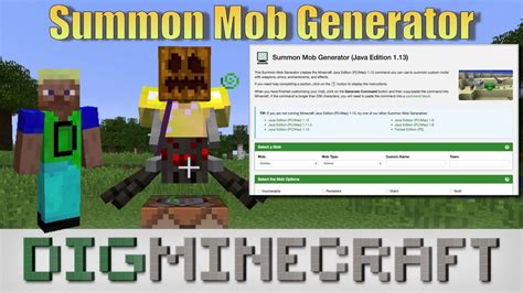 Summon mob generator - Command Generators. Use our Command Generators to create /summon and /give Minecraft commands that are as complex as you want. You can summon mobs, give items or create your own villager trades. Learn about our Command Generators.